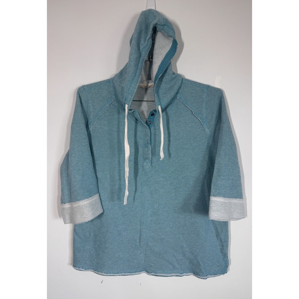 Soft Surroundings Teal Just Beachy French Terry Hooded Pullover Women's 1XL Soft